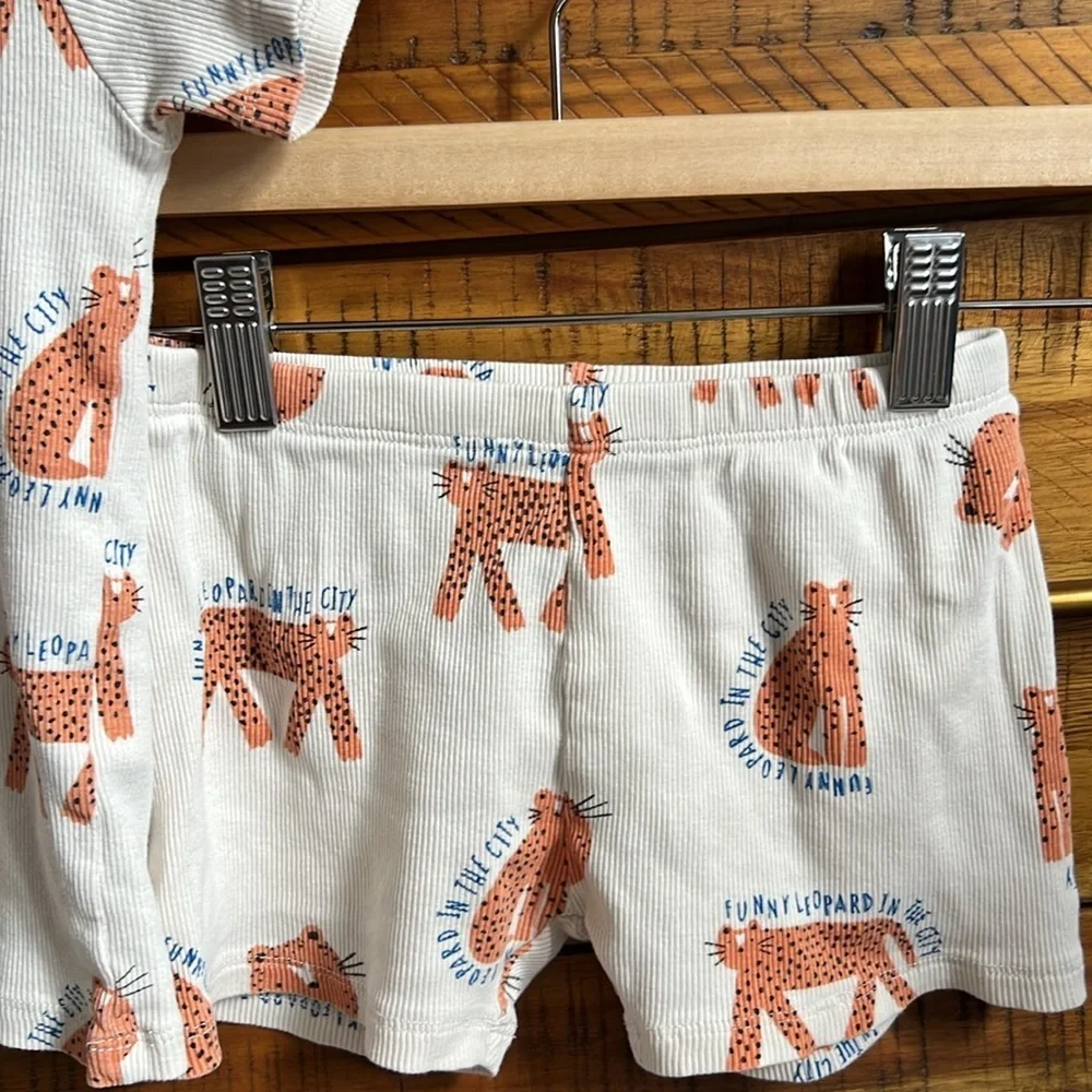 Zara Boys Kids' White and Orange Animal Print Pajama Set